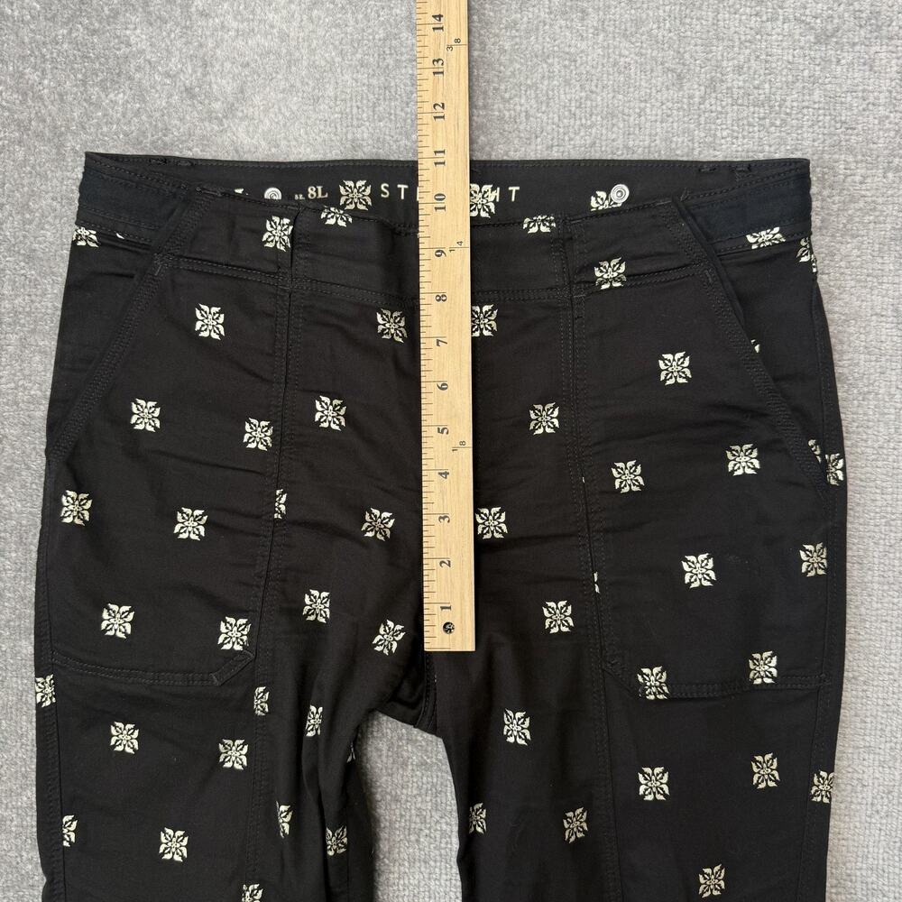 White House Black Market Pants Womens 8 Long Straight Crop Gold Metallic Print - Picture 8 of 12